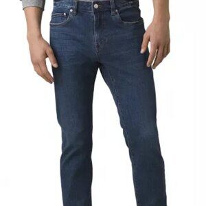 Prana Men's Blue Hillgard Slim Dark Wash Tapered Slim Straight Jeans Size 42